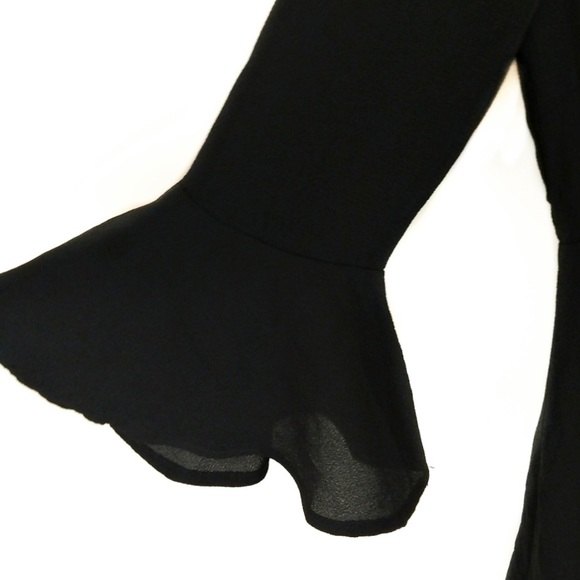 Lulus Center of Attention Black Flounce Sleeve Dress Size xs - Picture 4 of 7